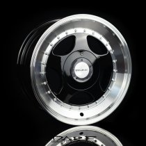 NEW 15 INCH DARE DR F5 ALLOY WHEELS IN GLOSS BLACK WITH POLISHED SLANT DISH 4x100/108