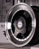 NEW 15 INCH DARE DR F5 ALLOY WHEELS IN GLOSS BLACK WITH POLISHED SLANT DISH 4x100/108