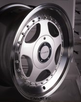 NEW 15 INCH DARE DR F5 ALLOY WHEELS IN SILVER WITH POLISHED SLANT DISH 4x100/108