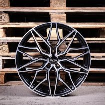 NEW 19 INCH TARGA TG6-FF FLOW FORMED ALLOY WHEELS IN MATT BLACK MACHINED WITH WIDER REAR OPTION 5x112