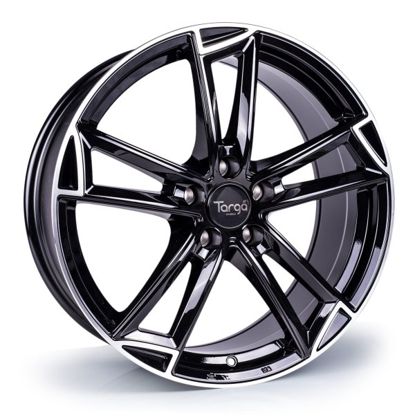 NEW 18 INCH TARGA TG3 ALLOY WHEELS IN GLOSS BLACK WITH MACHINED LIP 5x120