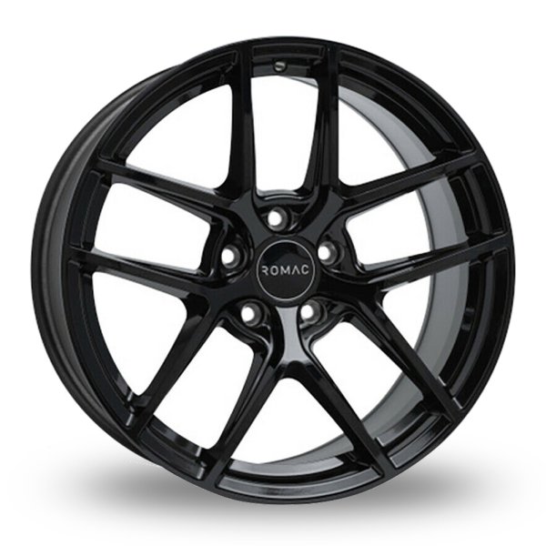 NEW 18 INCH ROMAC DIABLO ALLOY WHEELS IN GLOSS BLACK WITH WIDER REAR OPTION 5x120