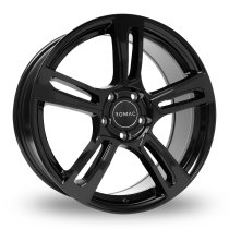 NEW 17 INCH ROMAC EDGE FLOW FORMED ALLOY WHEELS IN GLOSS BLACK 5x112