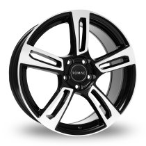 NEW 18 INCH ROMAC EDGE FLOW FORMED ALLOY WHEELS IN GLOSS BLACK WITH POLISHED FACE 5x108