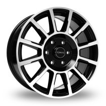 NEW 18 INCH ROMAC STEALTH ALLOY WHEELS IN GLOSS BLACK WITH POLISHED FACE 1250KG FORD TRANSIT CUSTOM GEN2 / VW TRANSPORTER T7 6x120