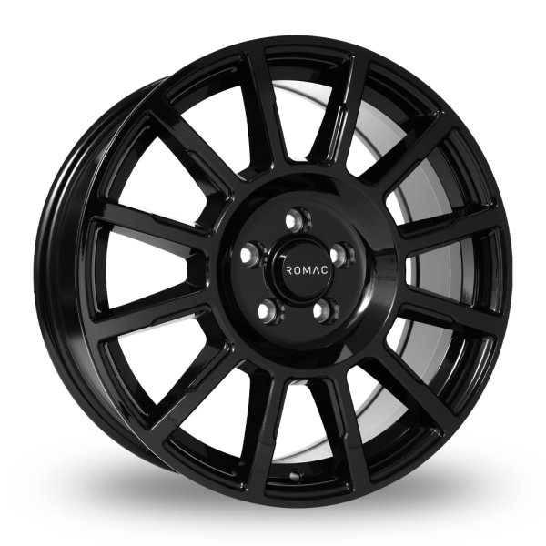 NEW 18 INCH ROMAC STEALTH ALLOY WHEELS IN GLOSS BLACK 1250KG FORD TRANSIT CUSTOM GEN2 / TRANSPORTER T7 6x120