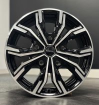 NEW 16 INCH ROMAC TORQUE ALLOY WHEELS IN GLOSS BLACK WITH POLISHED FACE 1250KG VW TRANSPORTER T5 T6 5x120