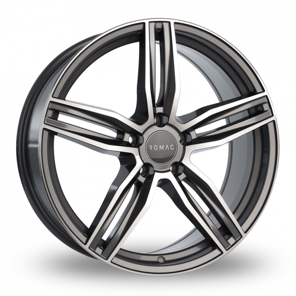 NEW 17 INCH ROMAC VENOM ALLOY WHEELS IN GLOSS GREY WITH POLISHED FACE 5x112