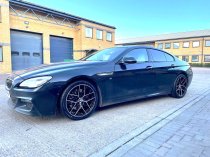 NEW 19 INCH ROMAC VORTEX FLOW FORMED ALLOY WHEELS IN GLOSS BLACK WITH POLISHED FACE 5x108