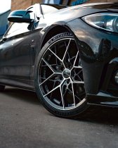 NEW 19 INCH ROMAC VORTEX FLOW FORMED ALLOY WHEELS IN GLOSS BLACK WITH POLISHED FACE AND DEEPER CONCAVE REAR OPTION 5x112