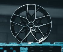 NEW 20 INCH ROMAC VORTEX FLOW FORMED ALLOY WHEELS IN GLOSS BLACK WITH POLISHED FACE 5x112