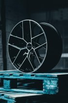 NEW 20 INCH ROMAC VORTEX FLOW FORMED ALLOY WHEELS IN GLOSS BLACK WITH POLISHED FACE 5x112