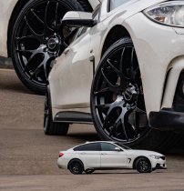 NEW 19 INCH ROMAC RADIUM ALLOY WHEELS IN GLOSS BLACK WITH DEEPER CONCAVE 9.5" REAR OPTION 5x120