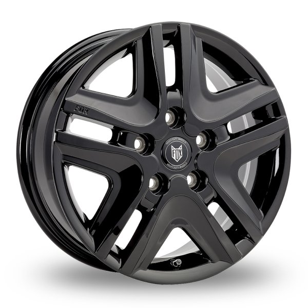 NEW 16 INCH FOX OPUS ALLOY WHEELS IN GLOSS BLACK LOAD RATED 1250KG VAUXHALL VIVARO B / NISSAN PRIMASTAR NV300 RENAULT TRAFIC 5x114.3