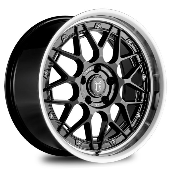 NEW 17 INCH FOX HIRO FLOW FORGED ALLOY WHEELS IN GLOSS BLACK WITH POLISHED DISH 5x100