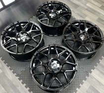 NEW 18 INCH FOX PF3 ALLOY WHEELS IN GLOSS BLACK 5x108