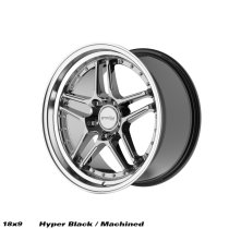 NEW 18 INCH STROM DS-05 ALLOY WHEELS IN HYPER BLACK WITH POLISHED DEEP DISH, SILVER RIVETS AND VERY DEEP 10.5″ REAR OPTION 5x114.3