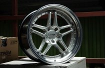 NEW 18 INCH STROM DS-05 ALLOY WHEELS IN HYPER SILVER WITH POLISHED DEEP DISH, SILVER RIVETS AND VERY DEEP 10.5" REAR OPTION 5x120