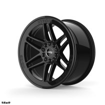 NEW 18 INCH STROM DS-25 ALLOY WHEELS IN GLOSS BLACK WITH DEEP CONCAVE WIDER REAR OPTIONS 5x114.3 / 5x120