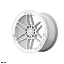 NEW 18 INCH STROM DS-25 ALLOY WHEELS IN GLOSS WHITE WITH DEEP CONCAVE WIDER REAR OPTIONS 5x114.3 / 5x120