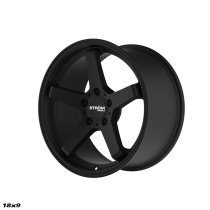 NEW 18 INCH STROM DS-35 ALLOY WHEELS IN SATIN BLACK WITH VERY DEEP CONCAVE WIDER REAR OPTIONS 5x114.3