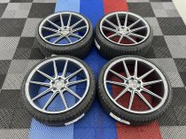 NEW 21 INCH VEEMANN V-FS4 ALLOY WHEELS IN GLOSS GRAPHITE WITH DEEPER CONCAVE 10.5" REARS WITH NEW TYRES 5x120