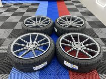 NEW 21 INCH VEEMANN V-FS4 ALLOY WHEELS IN GLOSS GRAPHITE WITH DEEPER CONCAVE 10.5" REARS WITH NEW TYRES 5x120
