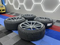 NEW 21 INCH VEEMANN V-FS4 ALLOY WHEELS IN GLOSS GRAPHITE WITH DEEPER CONCAVE 10.5" REARS WITH NEW TYRES 5x120