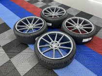 NEW 21 INCH VEEMANN V-FS4 ALLOY WHEELS IN GLOSS GRAPHITE WITH DEEPER CONCAVE 10.5" REARS WITH NEW TYRES 5x120