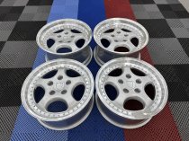 New 18 Inch Porsche 964 Turbo 3.6 Style Alloy Wheels In Silver With Polished Dish, Deep 9.5" Rear 5x130