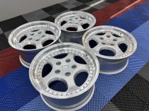New 18 Inch Porsche 964 Turbo 3.6 Style Alloy Wheels In Silver With Polished Dish, Deep 9.5" Rear 5x130