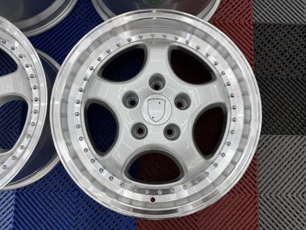 New 18 Inch Porsche 964 Turbo 3.6 Style Alloy Wheels In Silver With Polished Dish, Deep 9.5" Rear 5x130