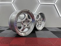 New 18 Inch Porsche 964 Turbo 3.6 Style Alloy Wheels In Silver With Polished Dish, Deep 9.5" Rear 5x130