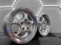 New 18 Inch Porsche 964 Turbo 3.6 Style Alloy Wheels In Silver With Polished Dish, Deep 9.5" Rear 5x130