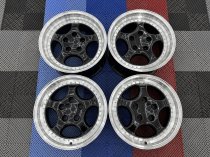 New 18 Inch Porsche 964 Turbo 3.6 Style Alloy Wheels In Gloss Black With Polished Dish, Deep 9.5" Rear 5x130