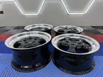New 18 Inch Porsche 964 Turbo 3.6 Style Alloy Wheels In Gloss Black With Polished Dish, Deep 9.5" Rear 5x130