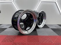New 18 Inch Porsche 964 Turbo 3.6 Style Alloy Wheels In Gloss Black With Polished Dish, Deep 9.5" Rear 5x130