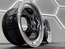 New 18 Inch Porsche 964 Turbo 3.6 Style Alloy Wheels In Gloss Black With Polished Dish, Deep 9.5" Rear 5x130