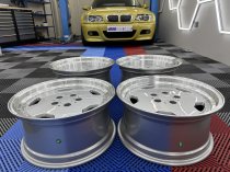 New 17 Inch AM Performa 25 Monoblock Style Alloy Wheels In Silver With Polished Deep Dish, Wider 9.5" Rear 5x112
