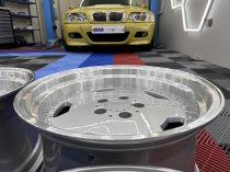 New 17 Inch AM Performa 25 Monoblock Style Alloy Wheels In Silver With Polished Deep Dish, Wider 9.5" Rear 5x112