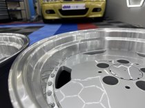 New 17 Inch AM Performa 25 Monoblock Style Alloy Wheels In Silver With Polished Deep Dish, Wider 9.5" Rear 5x112