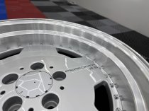 New 17 Inch AM Performa 25 Monoblock Style Alloy Wheels In Silver With Polished Deep Dish, Wider 9.5" Rear 5x112