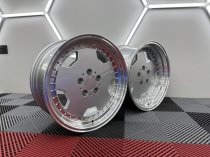 New 17 Inch AM Performa 25 Monoblock Style Alloy Wheels In Silver With Polished Deep Dish, Wider 9.5" Rear 5x112