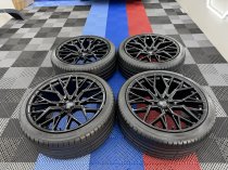 As New 22 Inch Veemann V-FS51 Alloy Wheels In Gloss Black, Deep Concave 10.5" All Round Including As New 285/35/22 Nankang Tyres 5x120