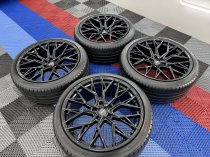 As New 22 Inch Veemann V-FS51 Alloy Wheels In Gloss Black, Deep Concave 10.5" All Round Including As New 285/35/22 Nankang Tyres 5x120