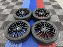 Used 19 Inch Genuine BMW Style 403 M Sport Alloy Wheels, Refurbished in Gloss Black, Wide Rear, Including Good Bridgestone Runflat Tyres, 5x120