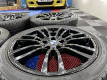 Used 19 Inch Genuine BMW Style 403 M Sport Alloy Wheels, Refurbished in Gloss Black, Wide Rear, Including Good Bridgestone Runflat Tyres, 5x120
