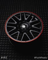 New 19 Inch Fox VR3 Alloy Wheels In Satin Black With Red Lip And Deeper 9" Rear Option 5x120/112