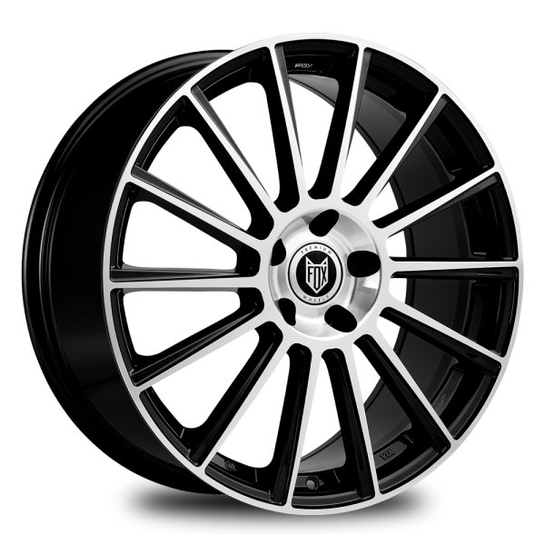 New 19 Inch Fox MBM Alloy Wheels In Gloss Black With Polished Face, Wider Rear Option 5x112