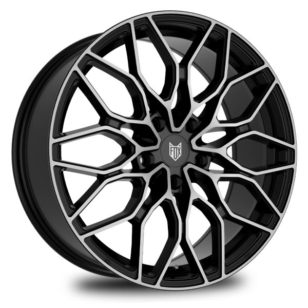 New 17 Inch Fox FX9 1000X Spoke Flow Forged Alloy Wheels In Gloss Black With Polished Face 5x100